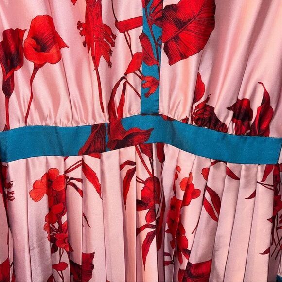 Ted Baker Women's Size 12 Fantasia Bow Floral Bow Neck Midi Dress Multicolor - Picture 8 of 15